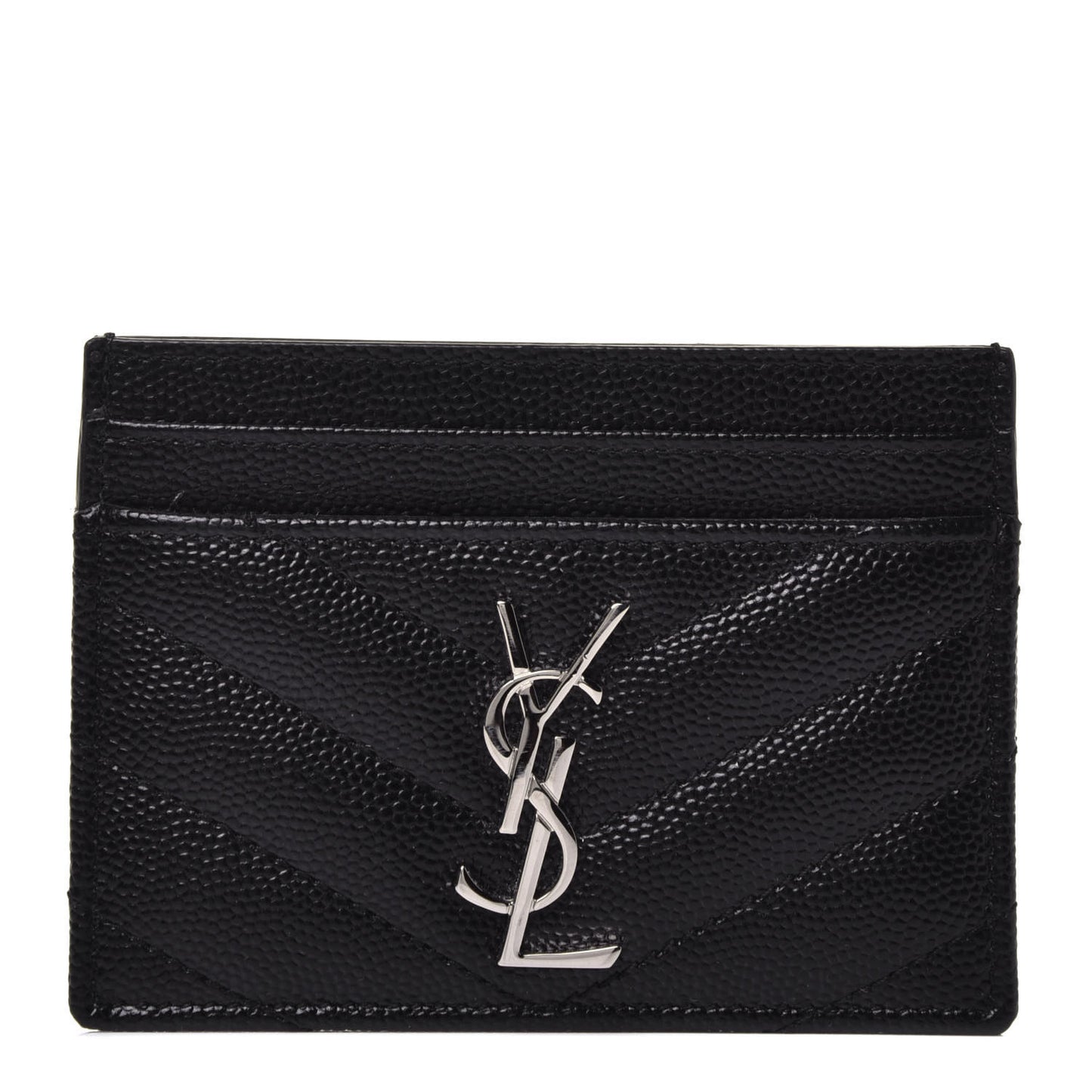 Grain De Poudre Matelasse Chevron Monogram Credit Card Case Black