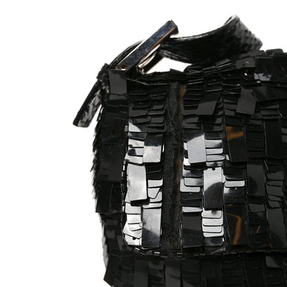 Fendi Sequin Paillettes Snakeskin Baguette Black 11 of 11