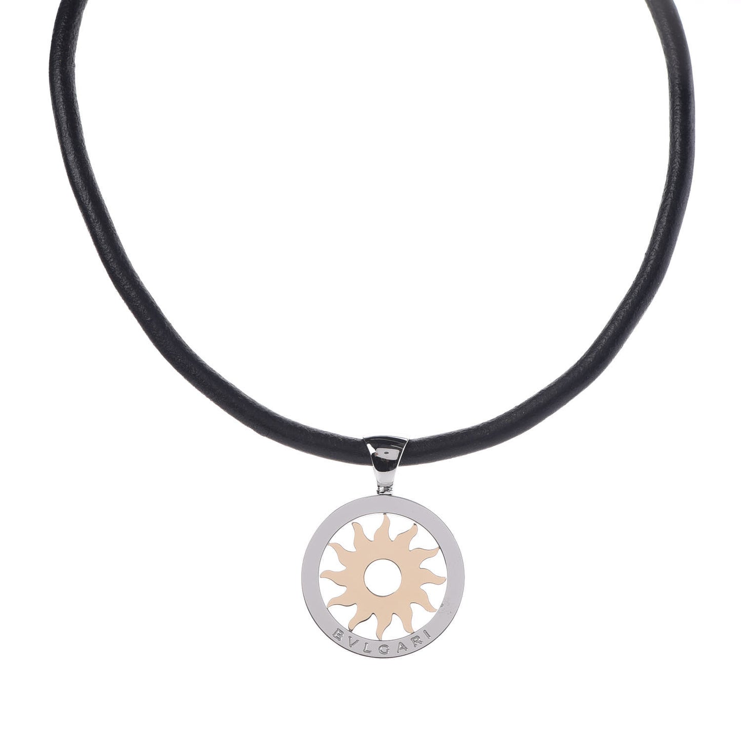18K Yellow Gold Stainless Steel Tondo Sun Pendant Necklace