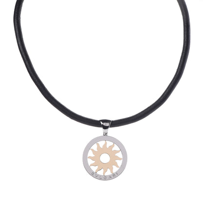 Bulgari 18K Yellow Gold Stainless Steel Tondo Sun Pendant Necklace 1 of 7