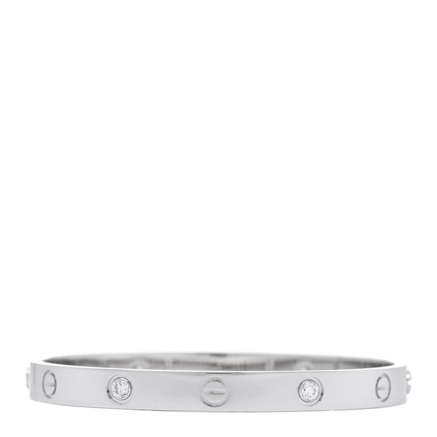 Cartier 18K White Gold 4 Diamond Love Bracelet 17 2 of 6