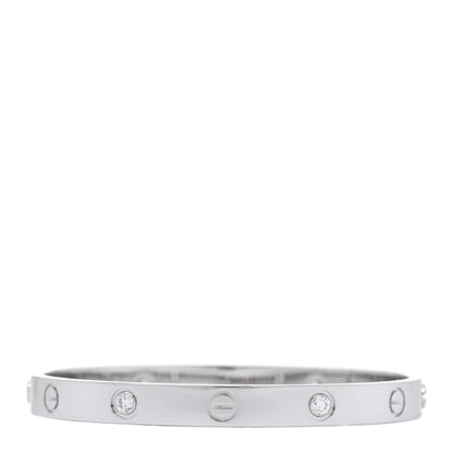 Cartier 18K White Gold 4 Diamond Love Bracelet 17 2 of 6