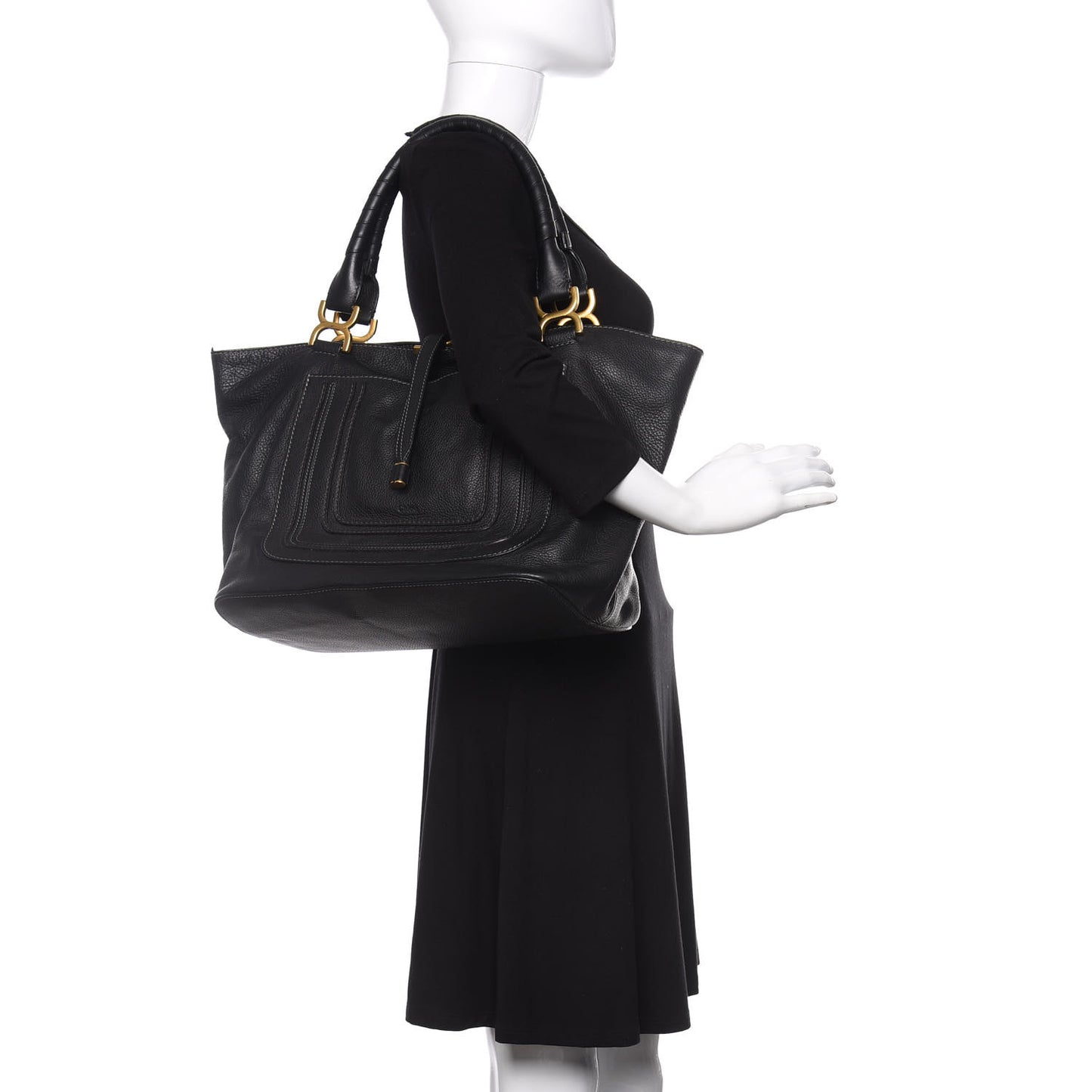 Calfskin Large New Marcie Tote Black