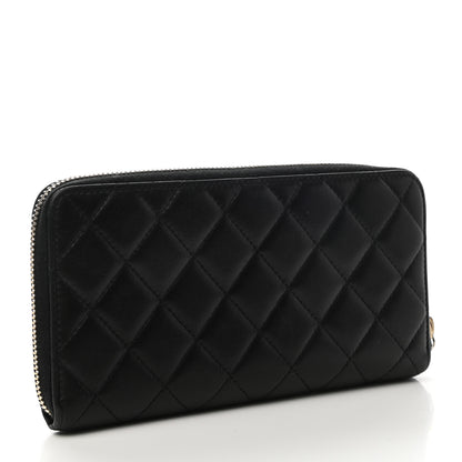 Chanel Lambskin Quilted Large Gusset Zip Around Wallet Black 3 of 8
