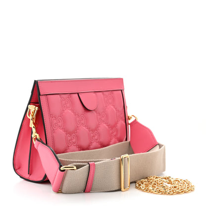 Gucci Calfskin GG Matelasse Small Slim Chain Shoulder Bag Rhodamine Pink Natural 3 of 12