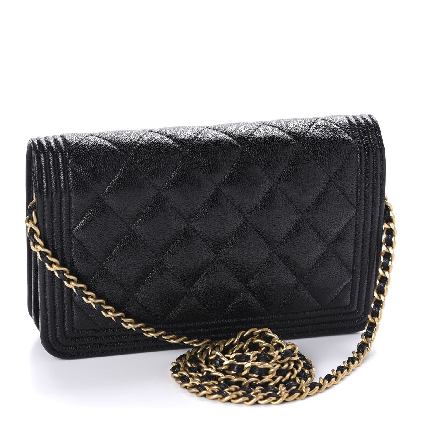 Caviar Quilted Boy Wallet On Chain WOC Black