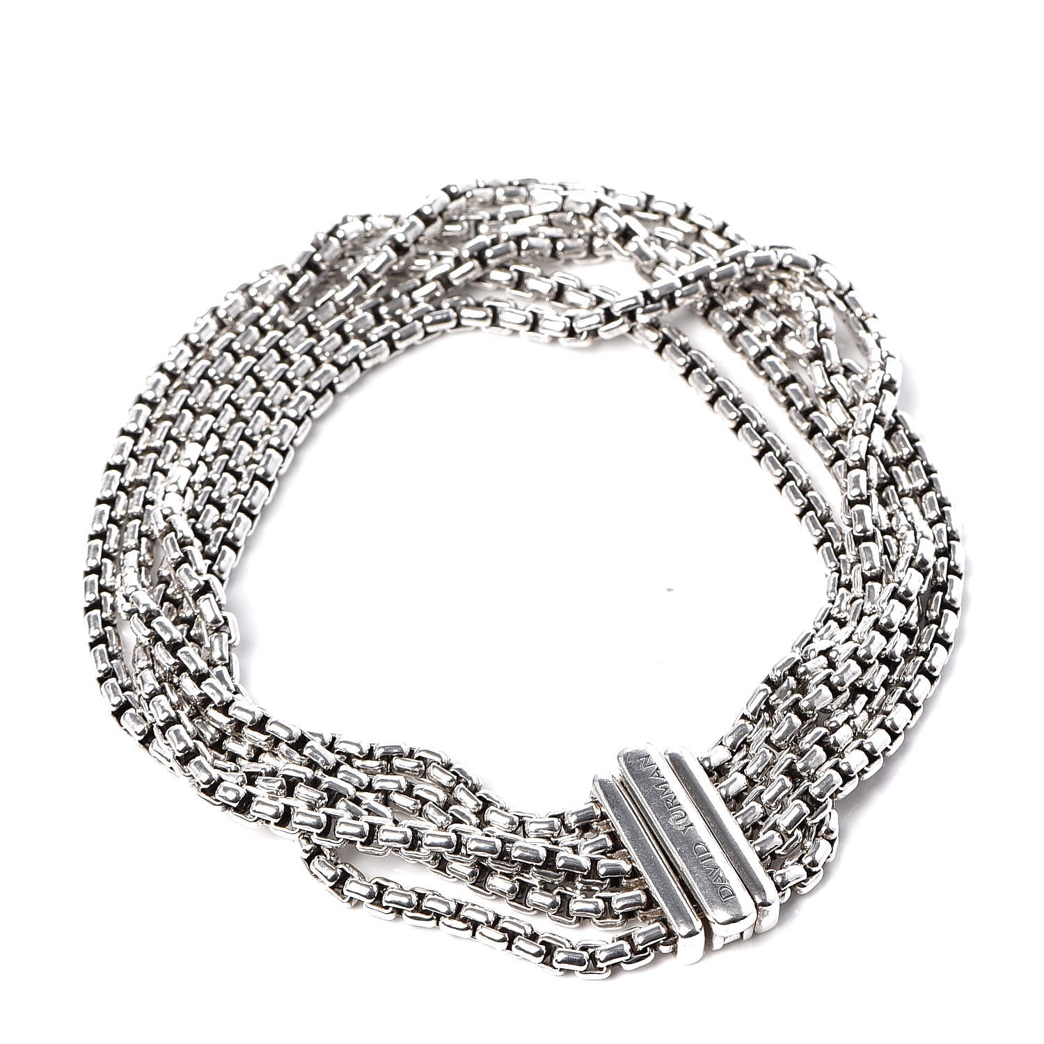 David Yurman Sterling Silver Five-Row Box Chain Bracelet 1 of 5