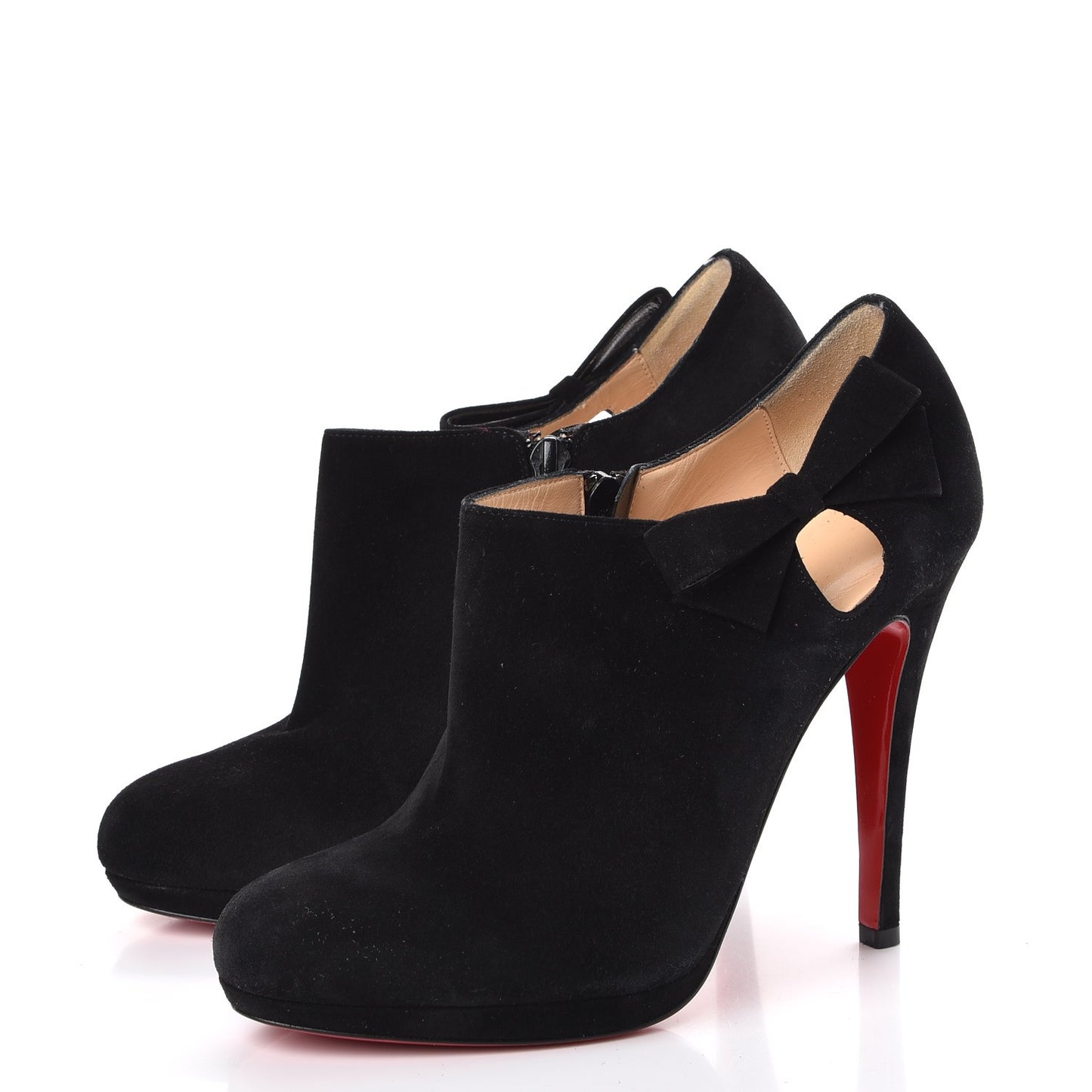 Suede Bow 100 Booties 37.5 Black