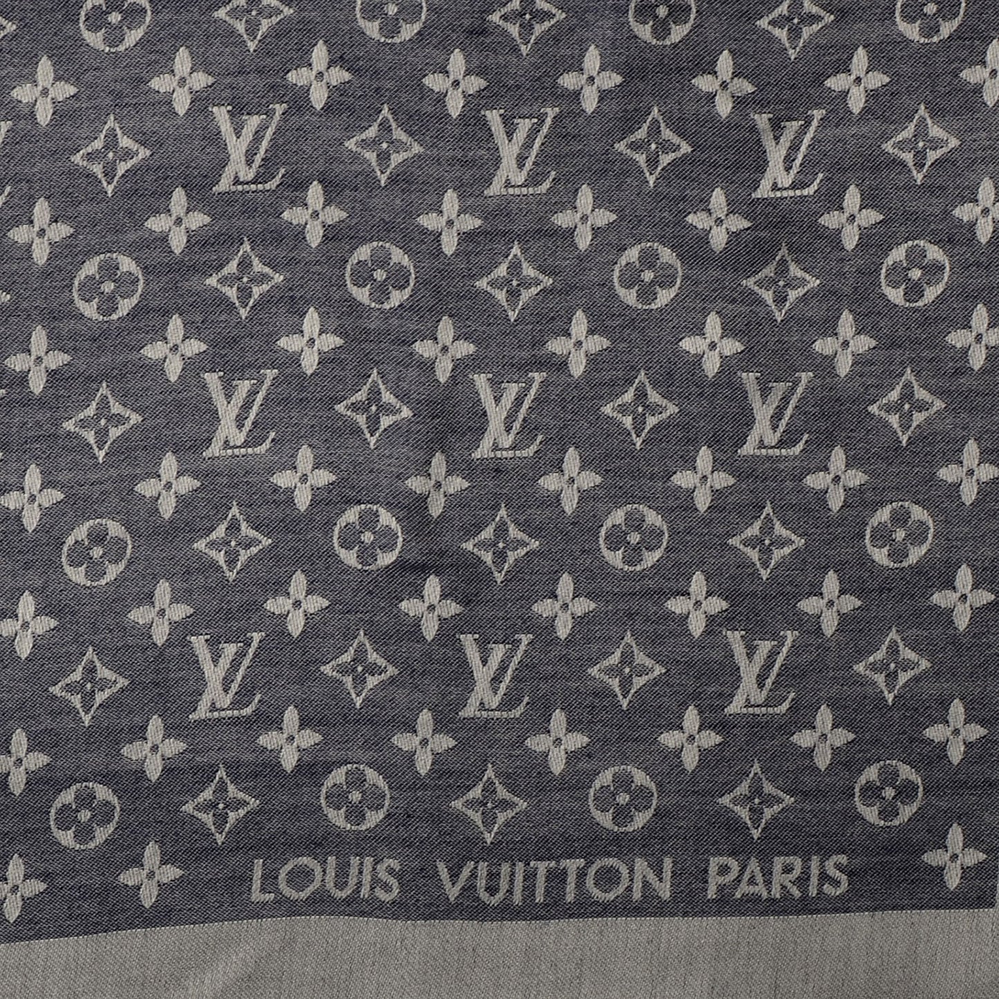 Silk Wool Monogram Denim Shawl Blue