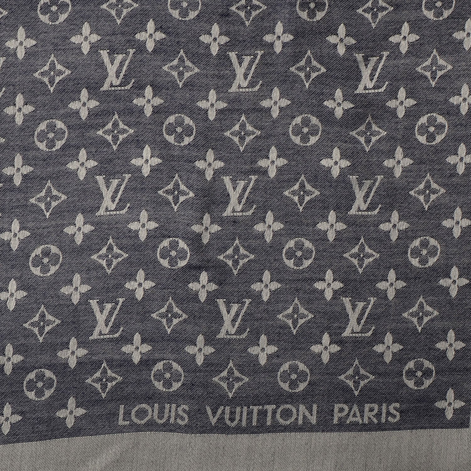 Louis Vuitton Silk Wool Monogram Denim Shawl Blue 5 of 35
