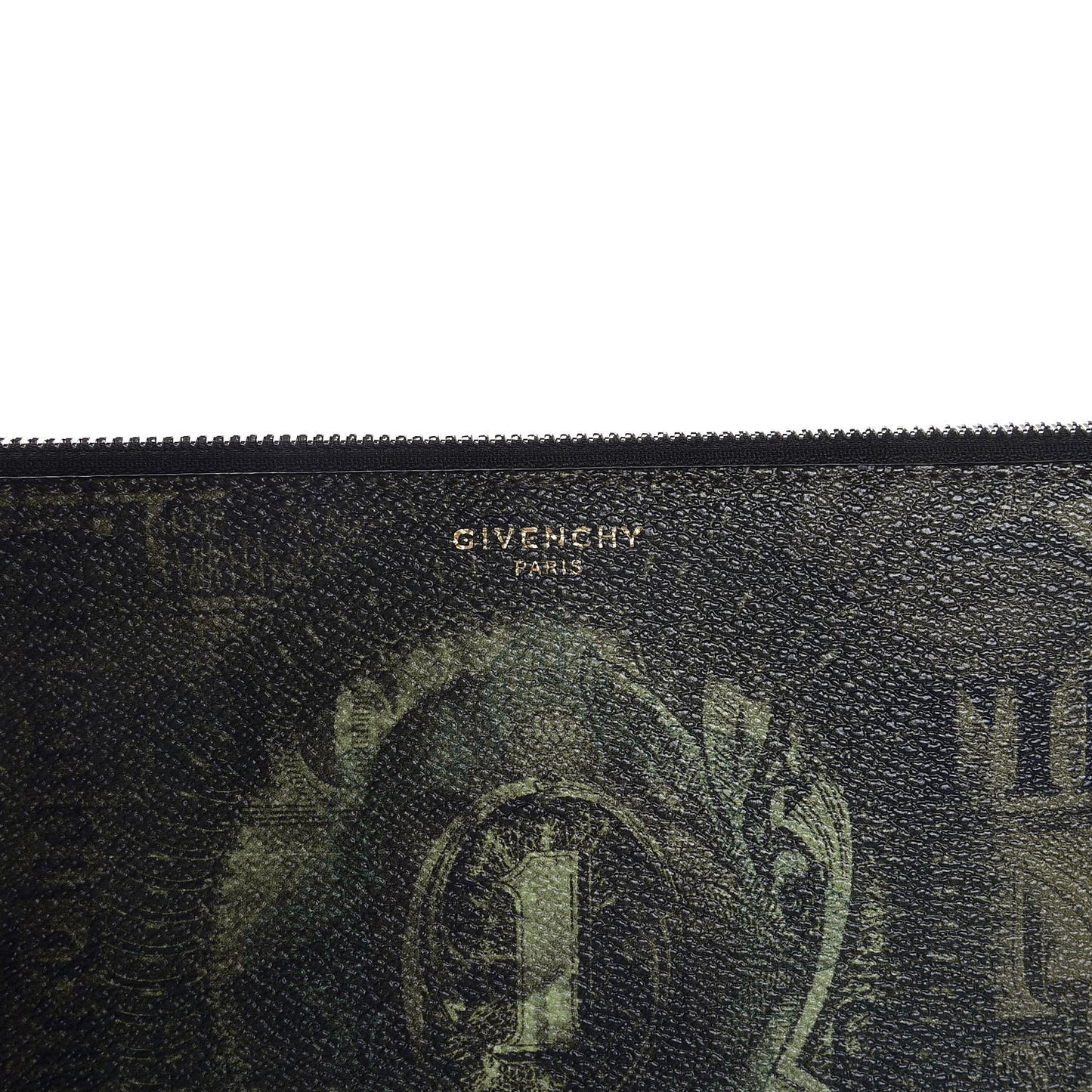 Coated Canvas Dollar Print Clutch Green