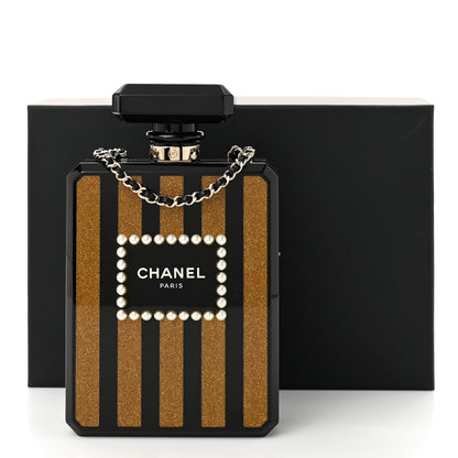 Chanel Plexiglass Perfume Bottle Clutch Black Gold 11 of 11