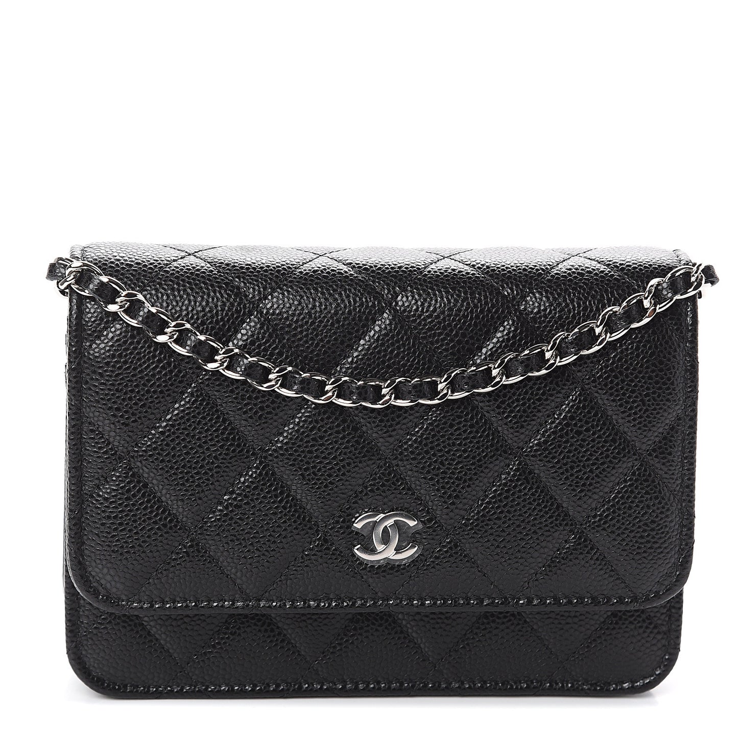 Caviar Quilted Clutch With Chain Black