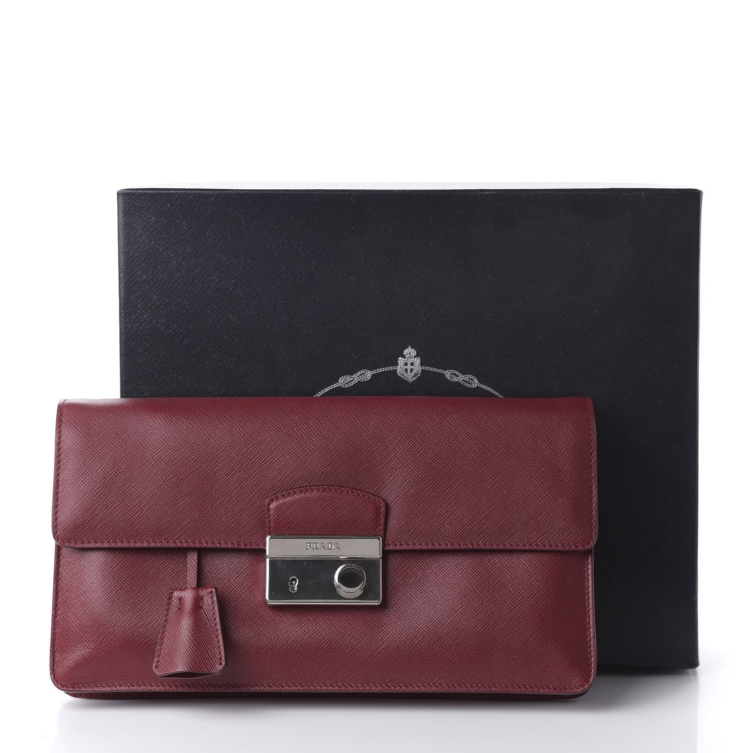 Prada Saffiano Lux Sound Clutch Cherry 10 of 10