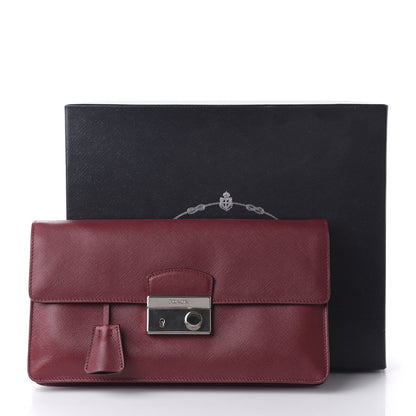 Prada Saffiano Lux Sound Clutch Cherry 10 of 10