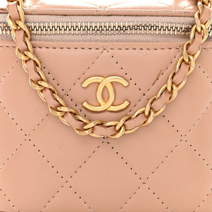 Chanel Lambskin Quilted Top Handle Mini Vanity Case With Chain Beige 8 of 12