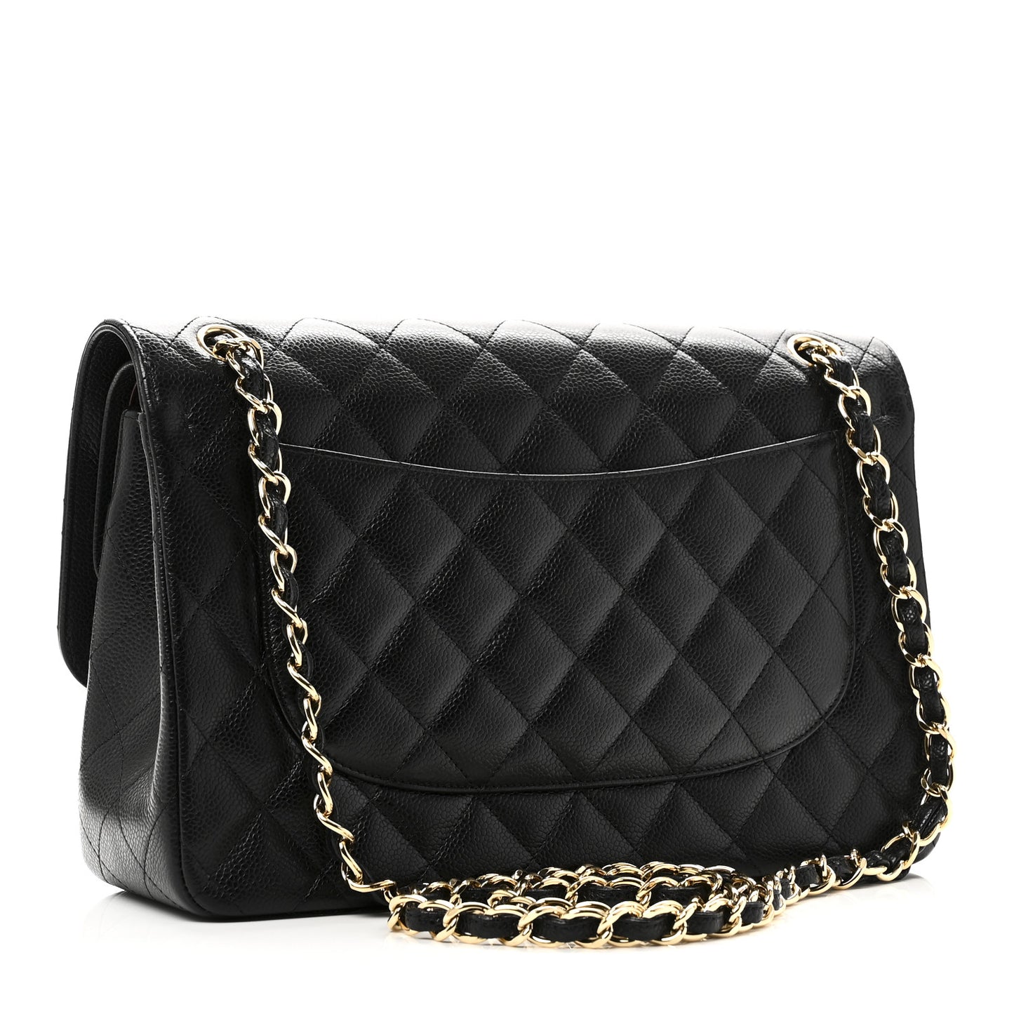 Caviar Quilted Jumbo Double Flap Black