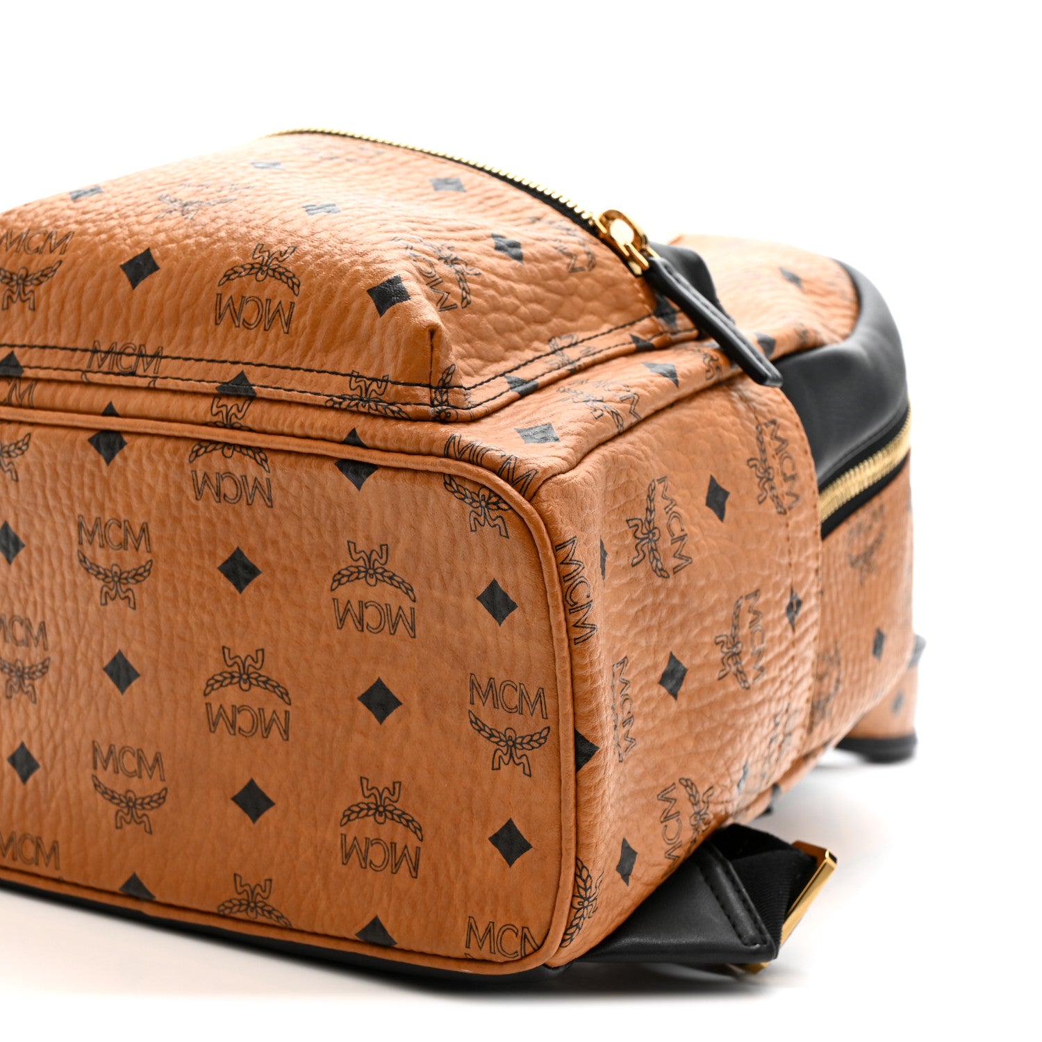 MCM Visetos Small Stark Backpack Cognac Black 1814630 – FASHIONPHILE