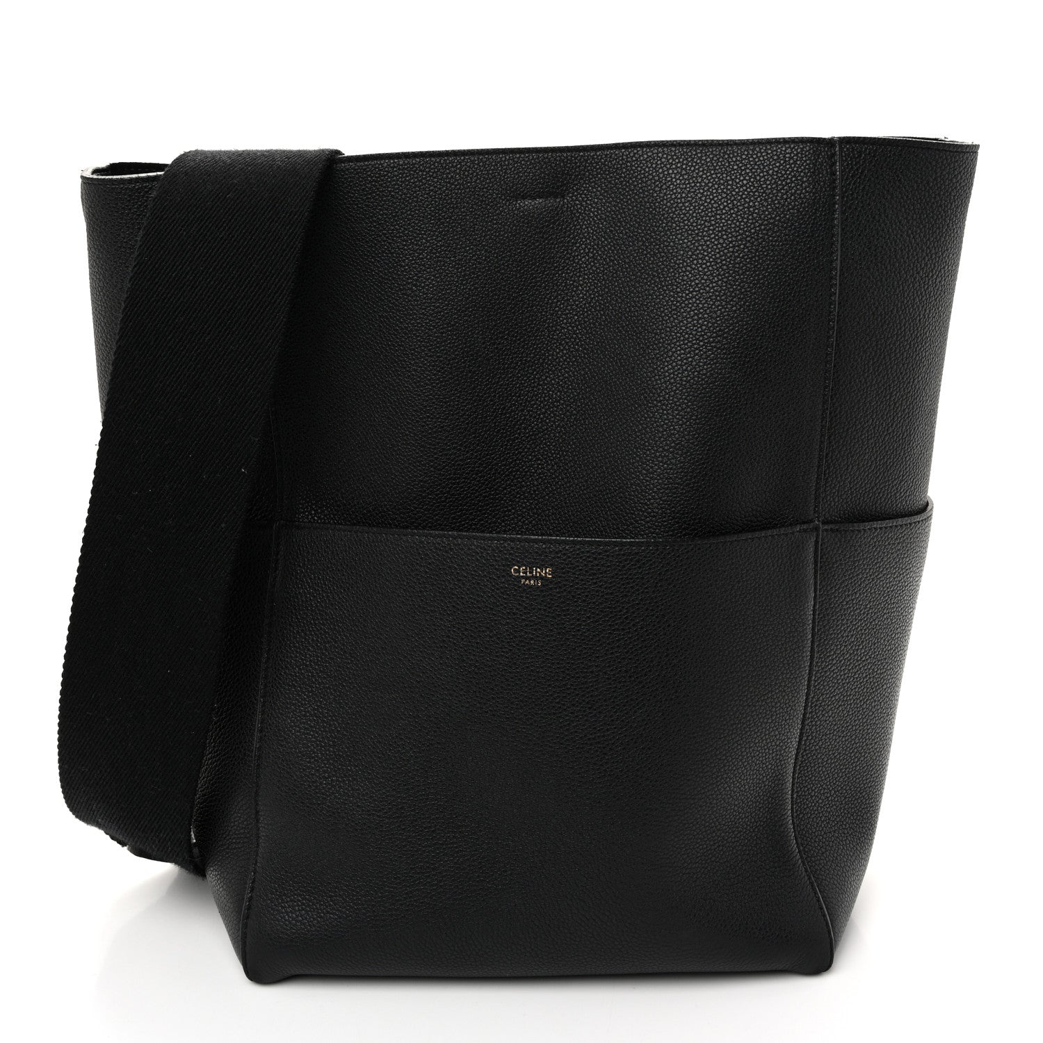 Celine Soft Grained Calfskin Sangle Bucket Bag Black 1 of 9