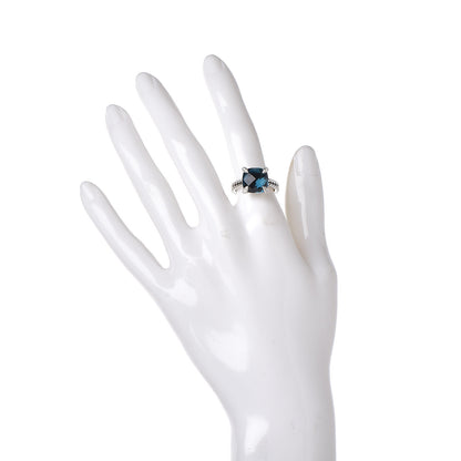 David Yurman Sterling Silver Diamond Hampton Blue Topaz 11mm Chatelaine Ring 52 6 2 of 5