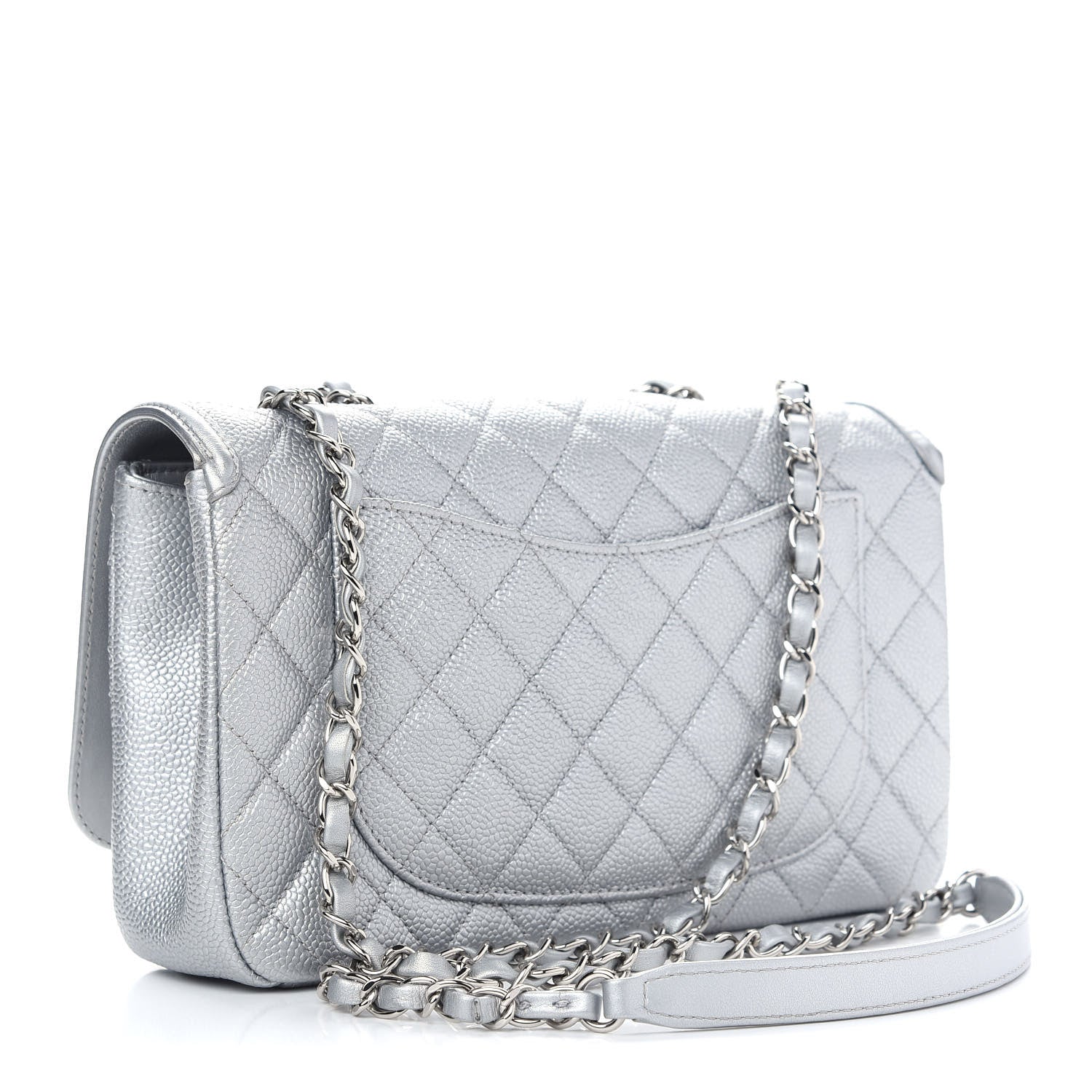 Chanel Metallic Caviar Quilted Medium CC Filigree Flap Silver 3 of 9