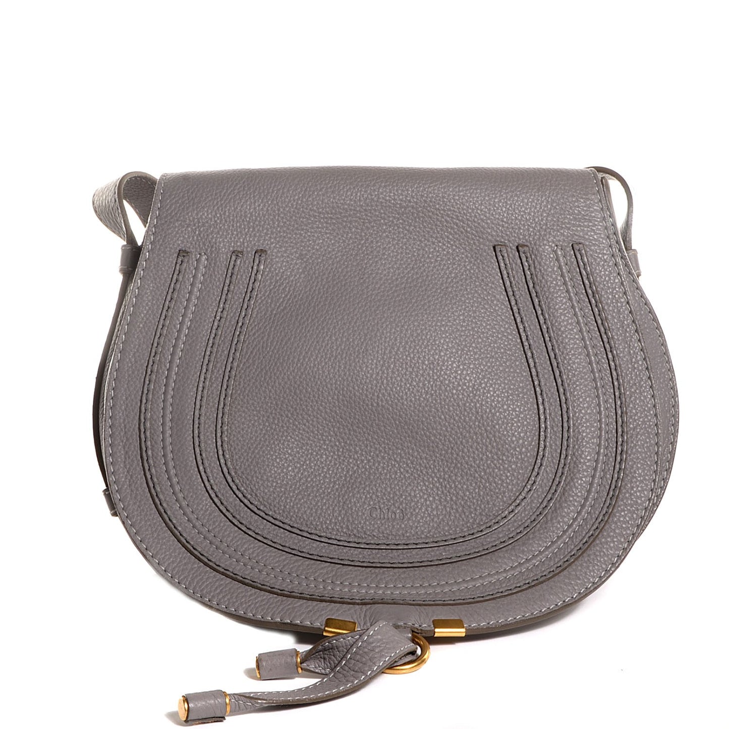 Calfskin Medium Marcie Round Crossbody Bag Cashmere Grey