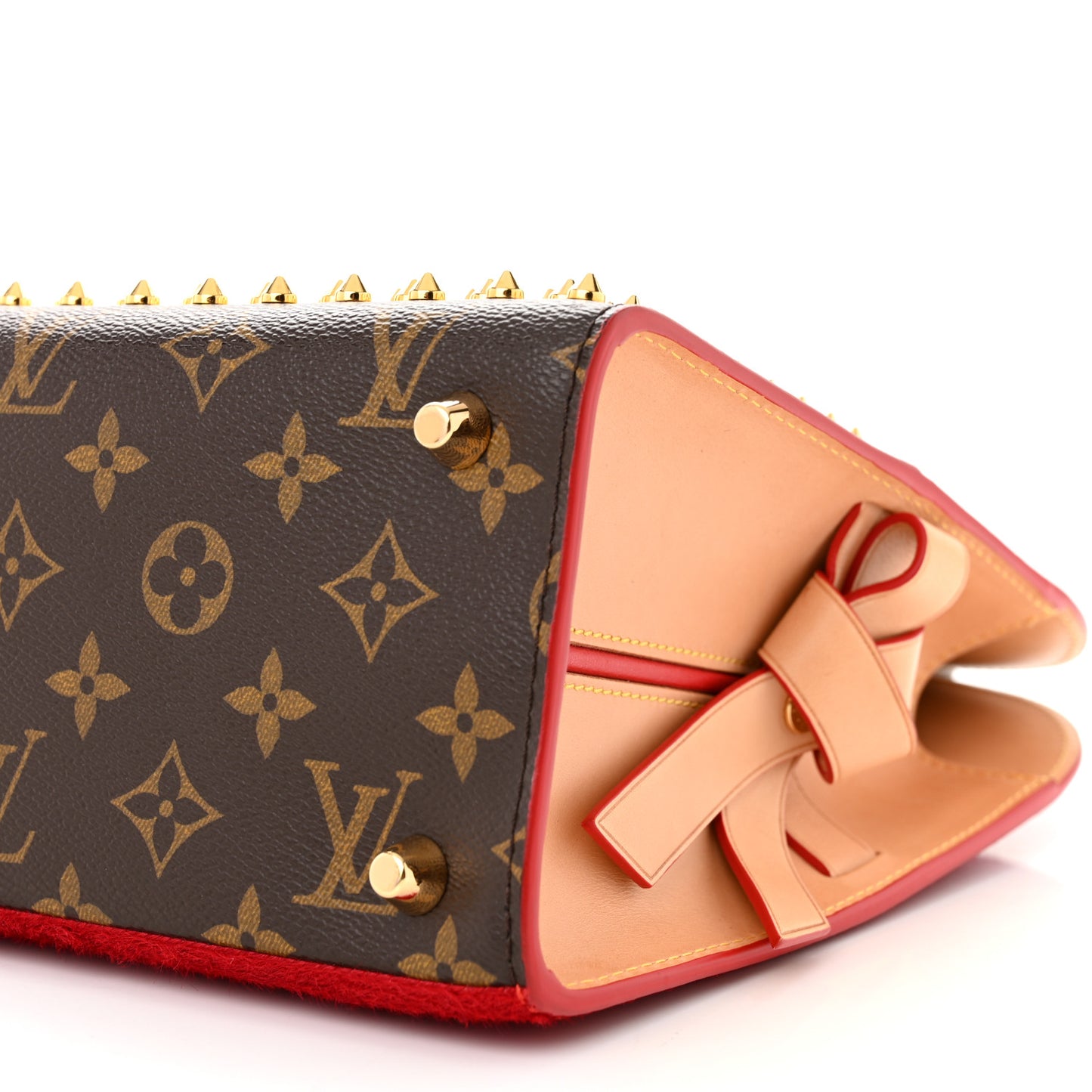 Monogram Calf Hair Spikes Iconoclasts Christian Louboutin Tote Red