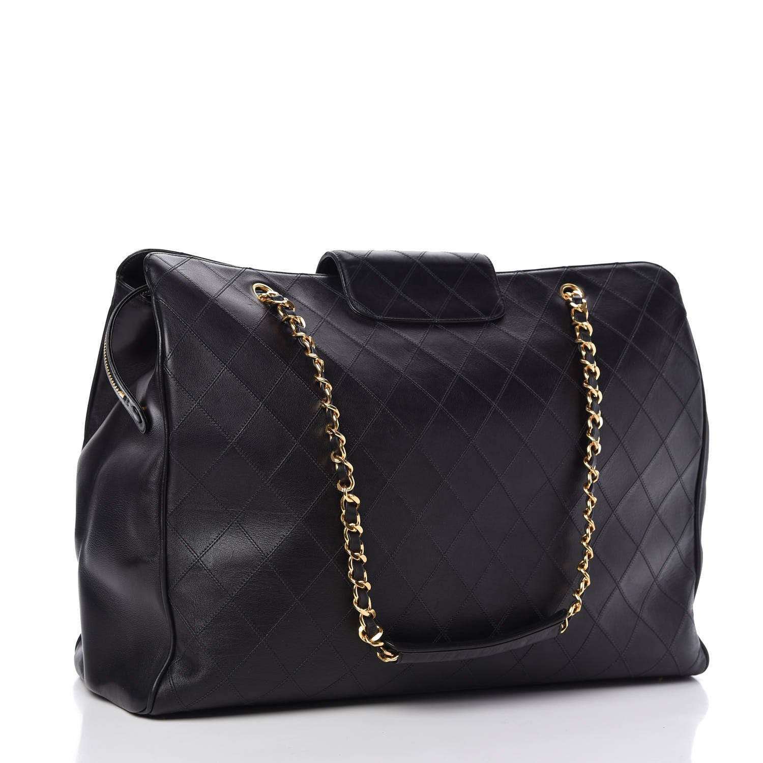 Chanel Calfskin Stitched XL Weekender Black 3 of 12