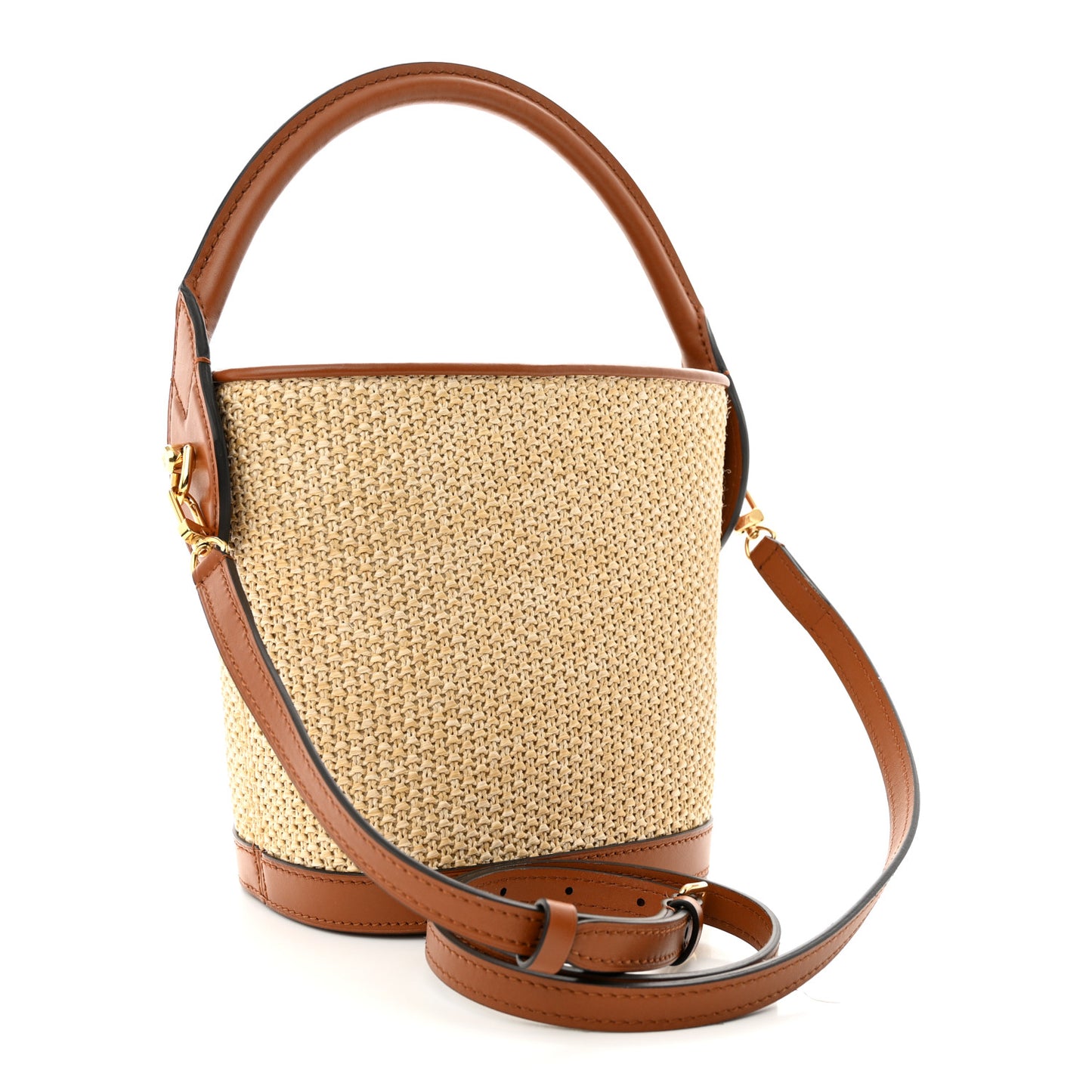 Kitted Raffia Petit Bucket Caramel