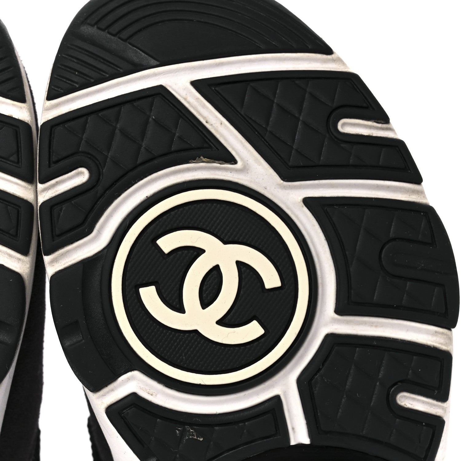 Chanel Mesh Suede Fabric Womens CC Sneakers 38 Grey White Black 6 of 9