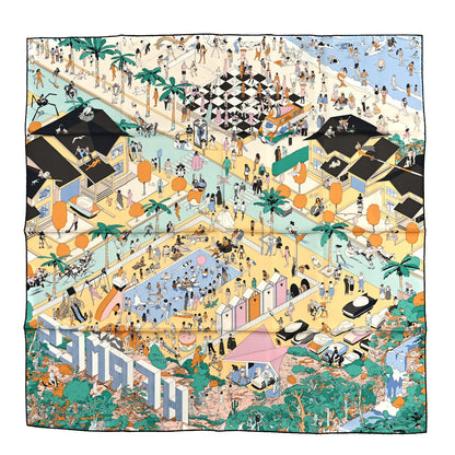 Hermes Silk On The Beach Scarf 90 Creme Menthol Ebene 1 of 3