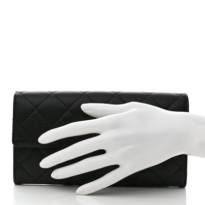 Chanel Caviar Quilted Large Gusset Flap Wallet Black 2 of 9