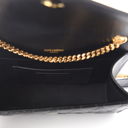 Saint Laurent Grain De Poudre Textured Mixed Matelasse Triquilt Small Monogram Satchel Black 5 of 9
