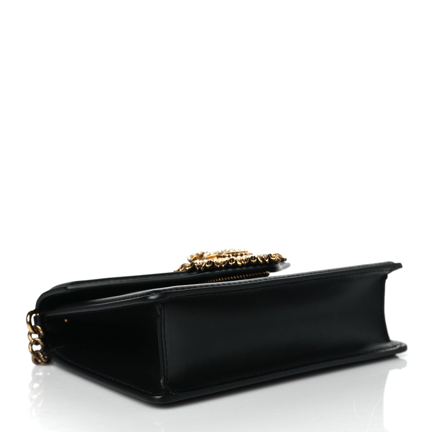 Smooth Calfskin Small Devotion Envelope Top Handle Bag Black