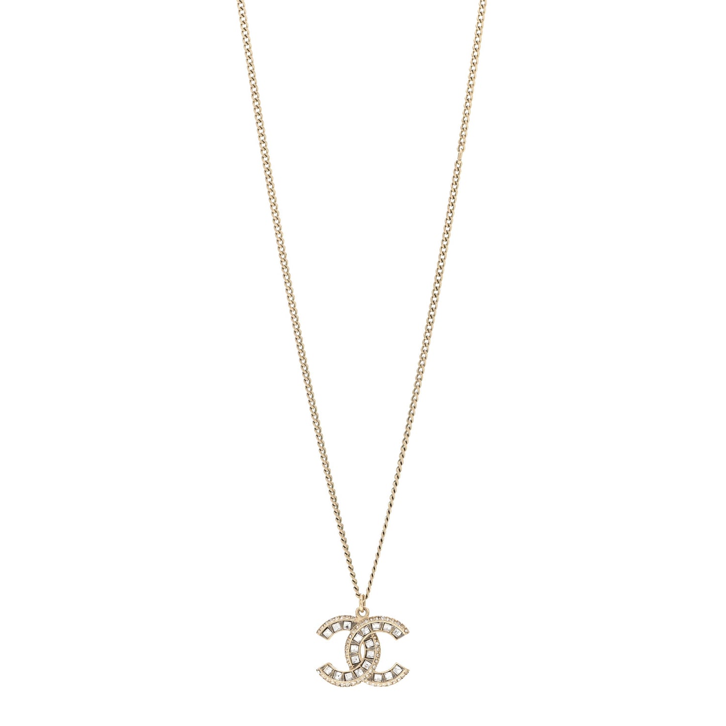 Baguette Crystal CC Necklace Gold