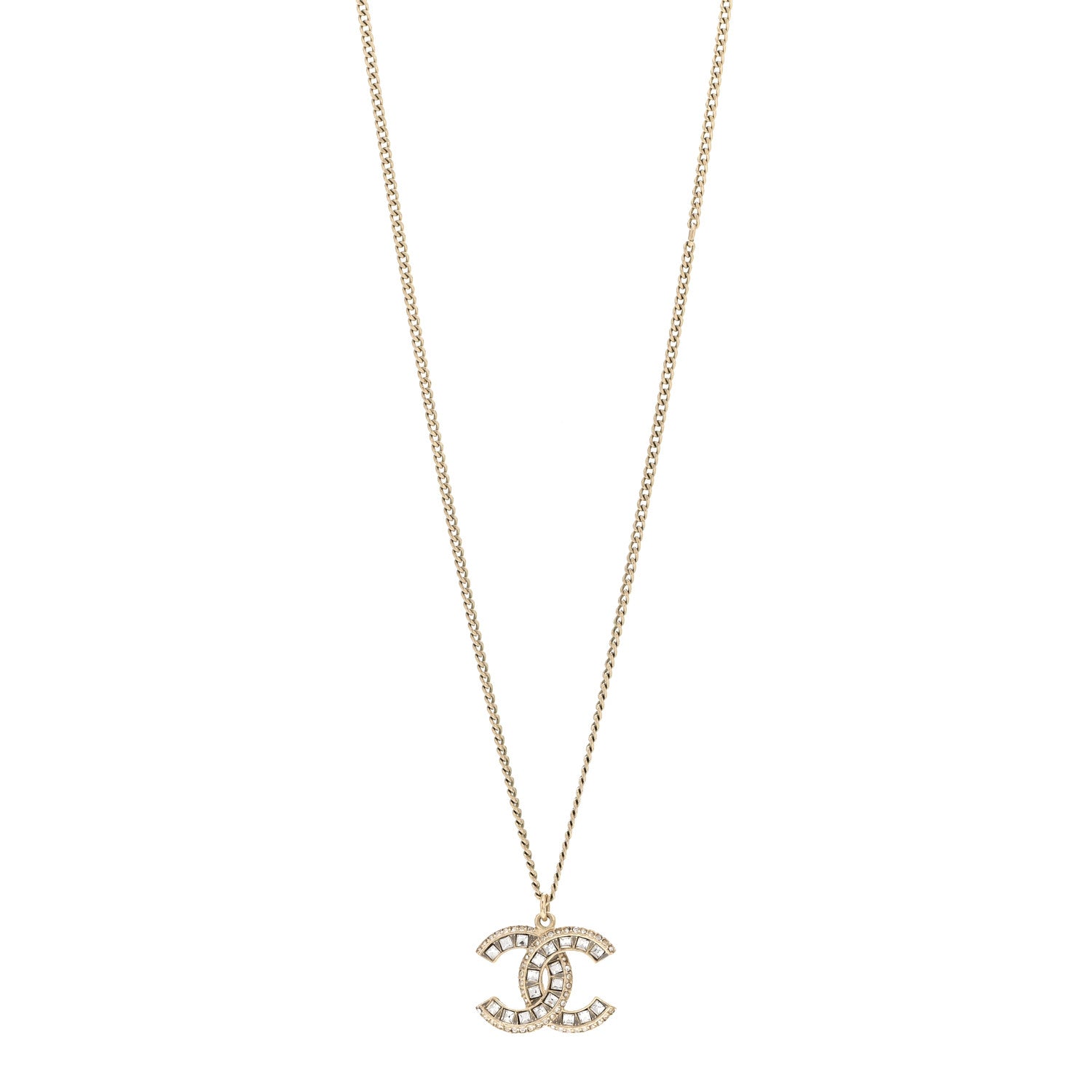 Chanel Baguette Crystal CC Necklace Gold 1 of 4