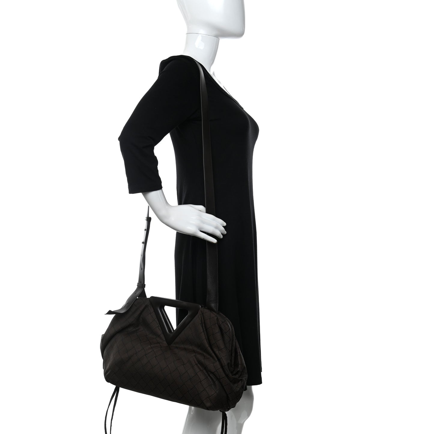 Fabric Intrecciato Medium The Point Triangle Bag Brown