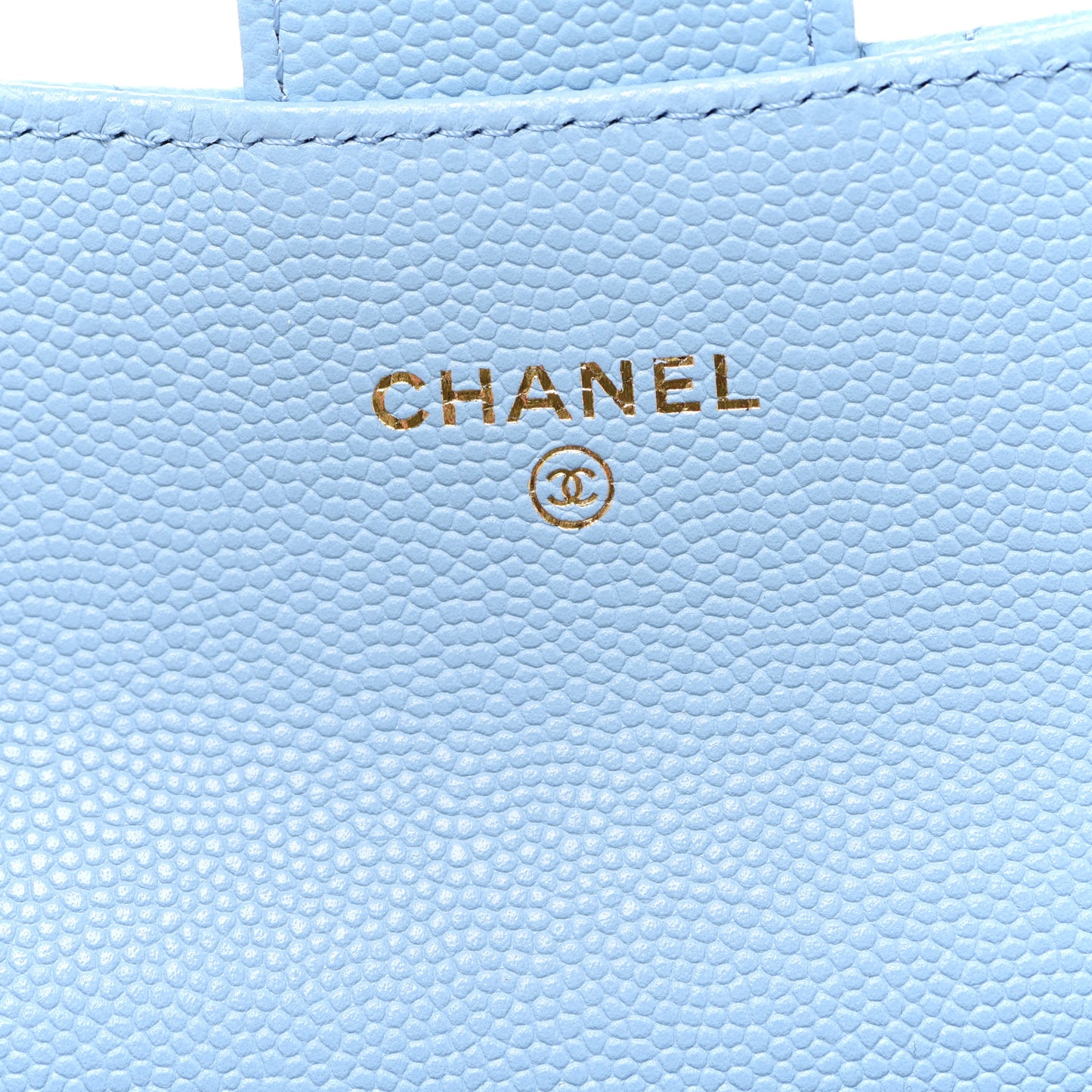 Caviar Quilted Flap Card Holder Wallet Light Blue