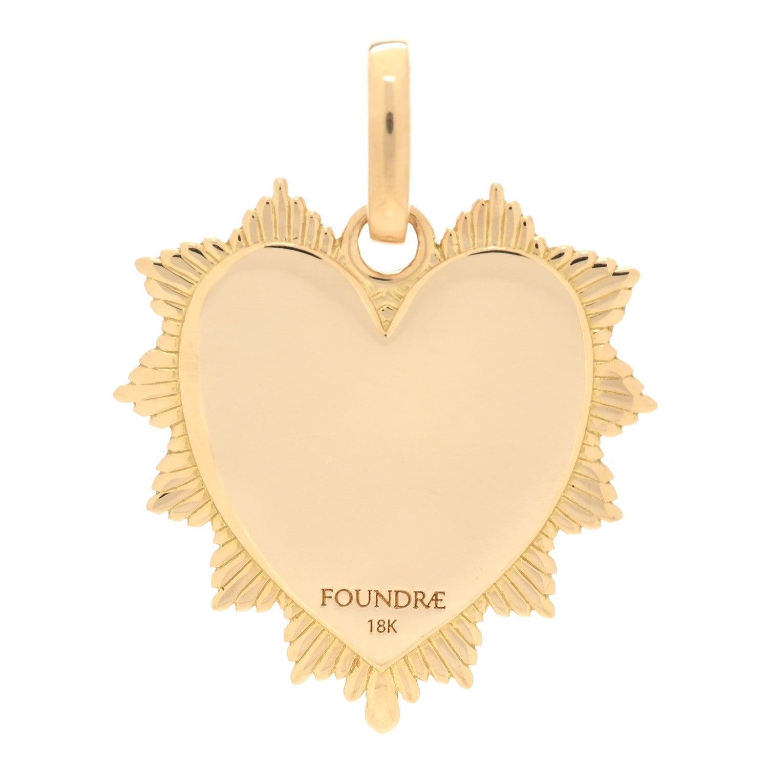Foundrae 18K Yellow Gold Radiating Engravable Heart Medium Medallion Pendant 3 of 3