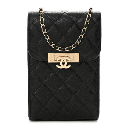 Chanel Caviar Quilted Golden Class Phone Holder Black 1 of 12