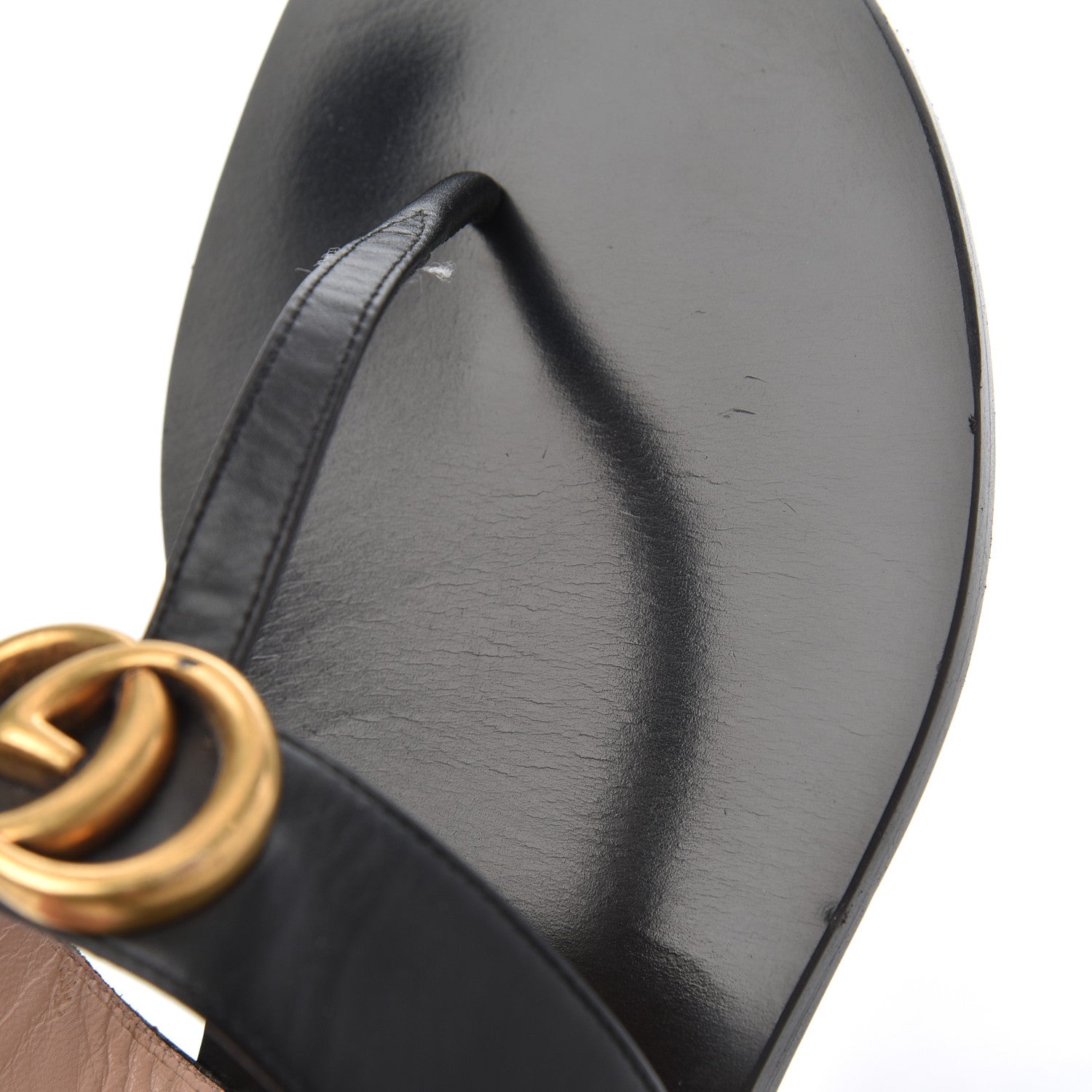 Gucci Calfskin GG Marmont Thong Sandals 38 Black 11 of 25