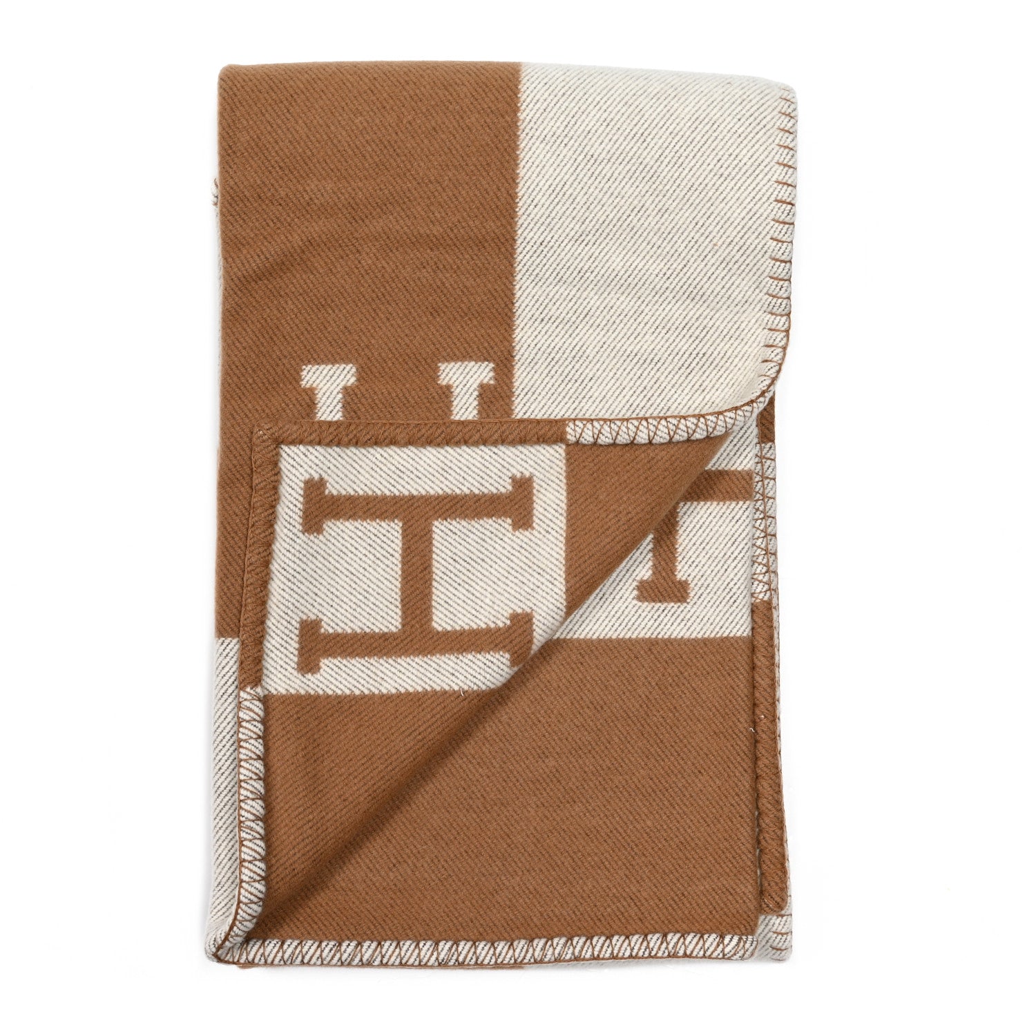 Hermes Wool Cashmere Avalon Blanket Ecru Camel 2 of 3