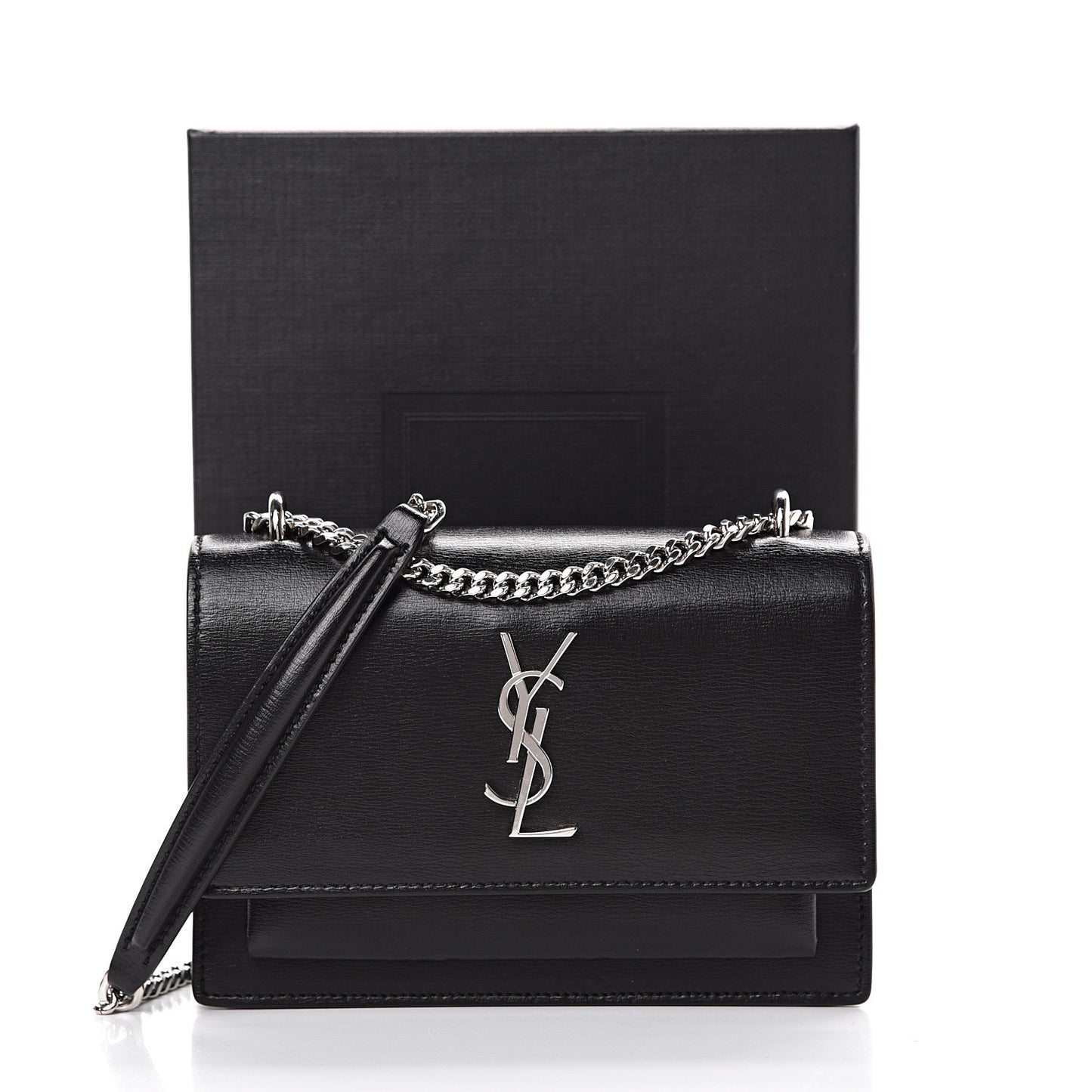 Calfskin Monogram Sunset Chain Wallet Black