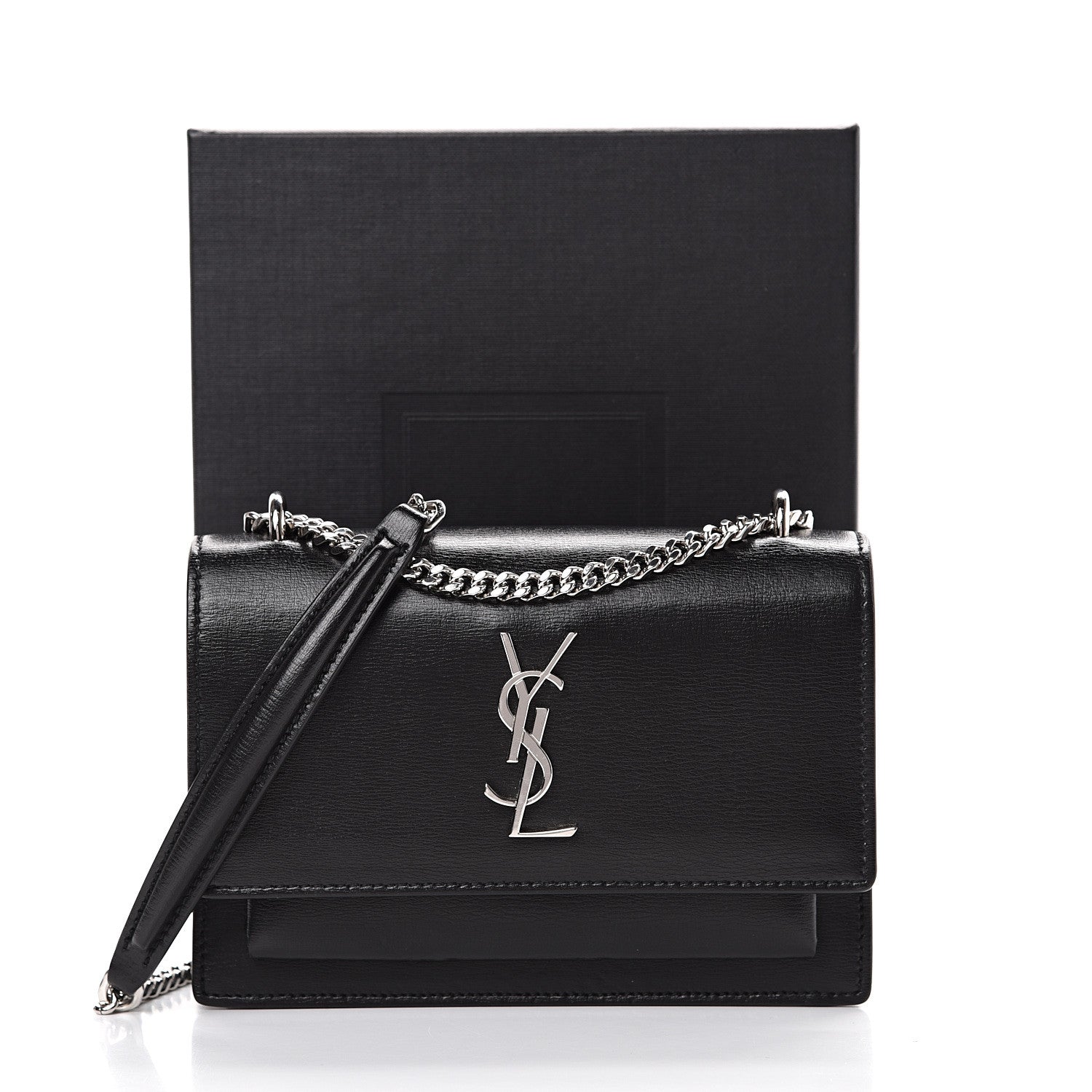 Saint Laurent Calfskin Monogram Sunset Chain Wallet Black 10 of 10