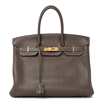 Hermes Taurillon Clemence Birkin 35 Etoupe 1 of 17