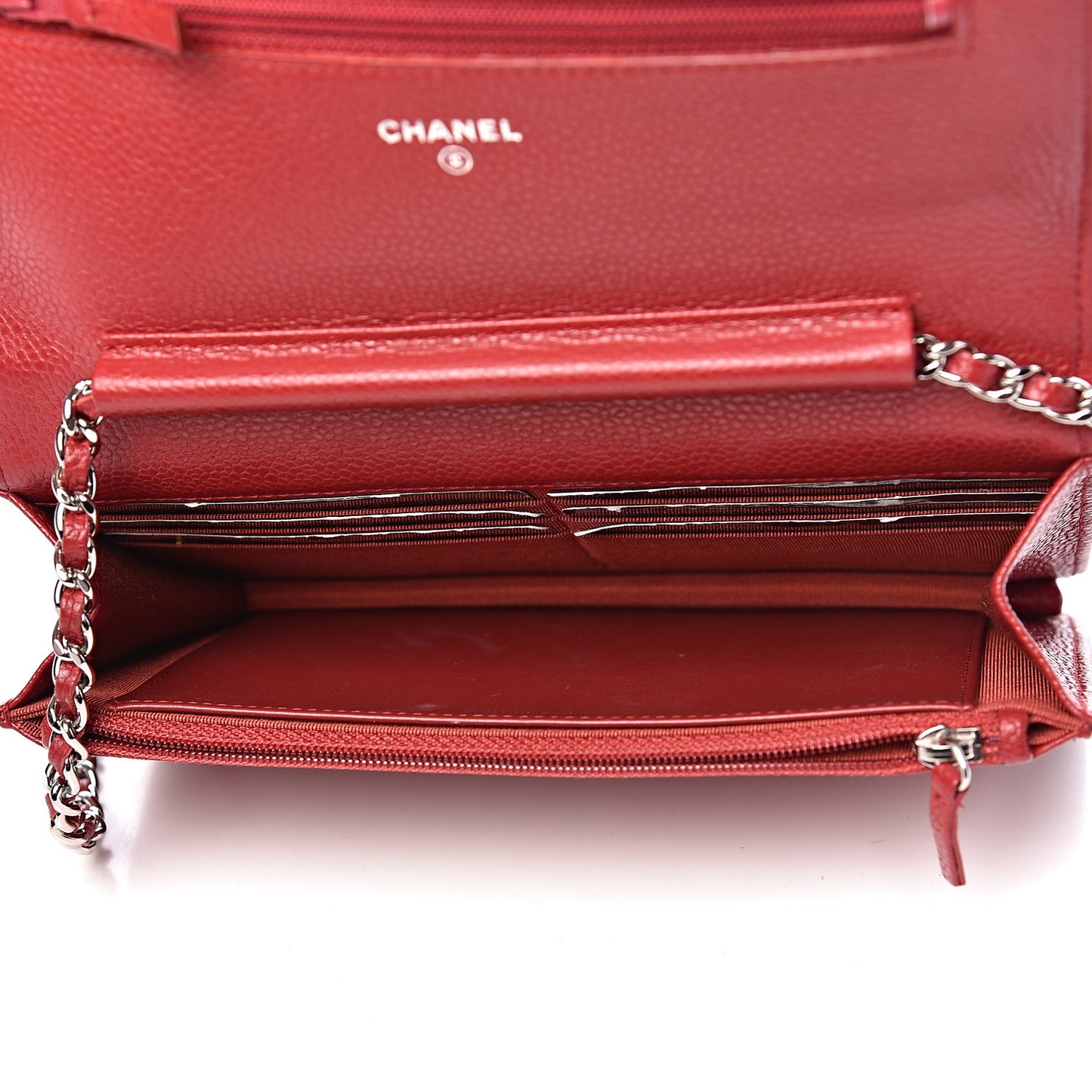 Caviar Quilted Wallet on Chain WOC Red