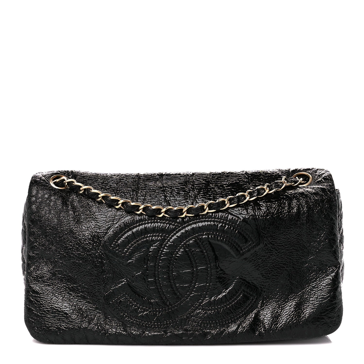 Chanel Vinyl Medium Rock and Chain Flap Black Black 1 of 11