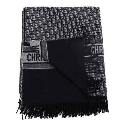 Christian Dior Cashmere Wool CD Oblique Throw Blanket Blue 2 of 3