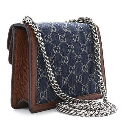Gucci New Denim GG Monogram Dollar Calfskin Enamel Mini Dionysus Shoulder Bag Blue Tea Cuir Epilog Electric Blue 3 of 12