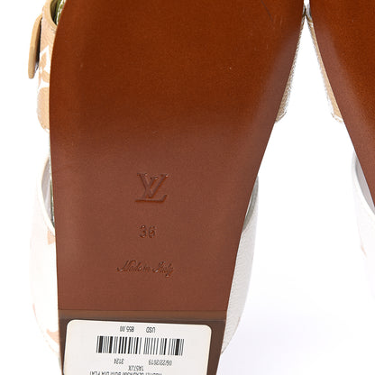 Louis Vuitton Monogram Giant Bom Dia Flat Mule Sandals 36 White Moka 6 of 9